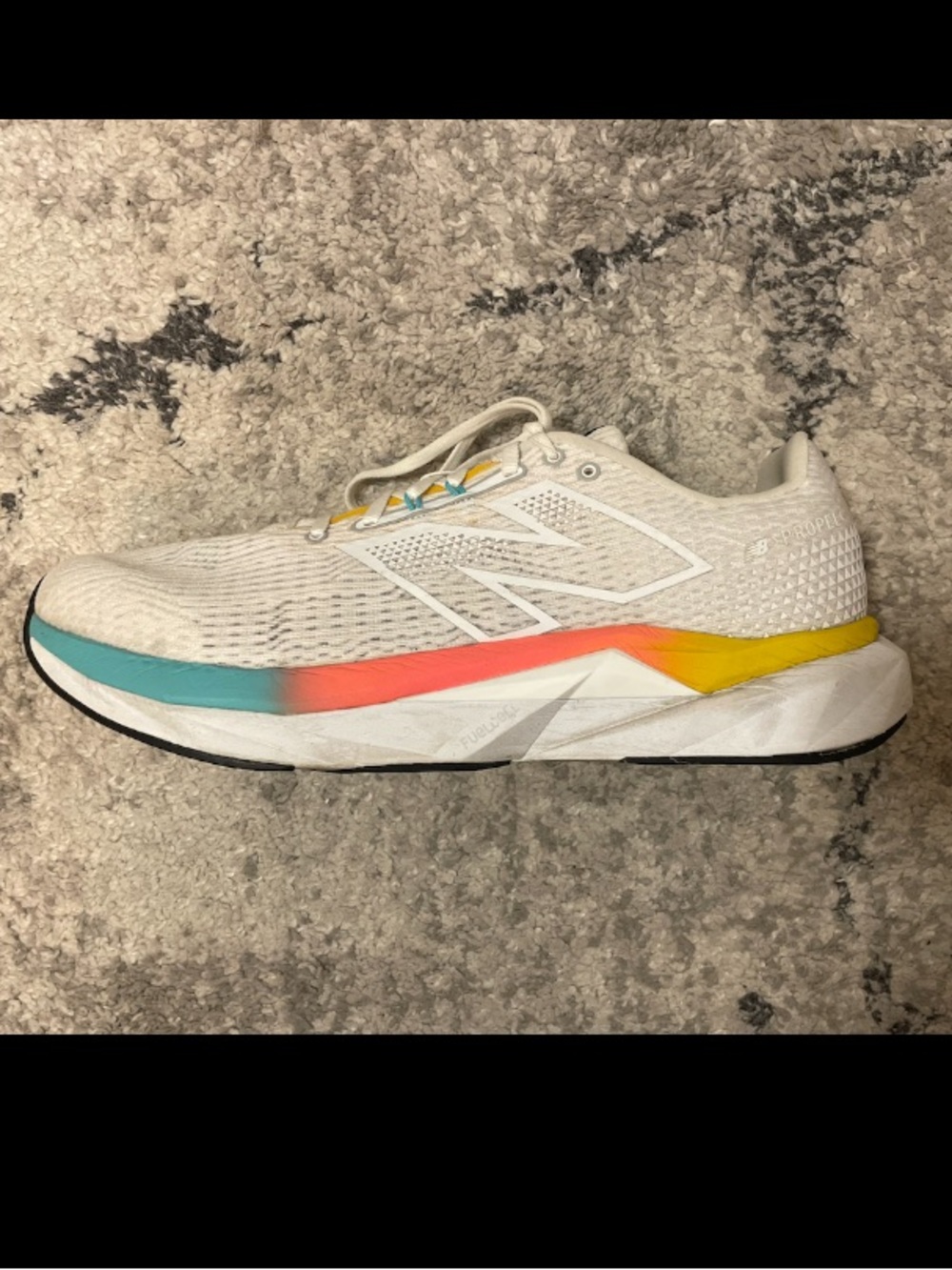 New Balance FuelCell Propel v5 Running Sneakers Mens White Multi Mesh 14.5 WIDE
